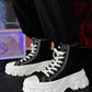 Men's Chunky Sneakers, Casual Canvas High Top Shoes, Athletic Footwear