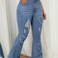 EZwear Plus Size Casual Distressed Frayed Edge Denim Jeans For Daily Wear