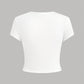 4pcs Teen Girls' Tight-Fitting Knit Solid Color Short Sleeve Casual T-Shirt Set