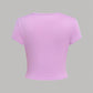 4pcs Teen Girls' Tight-Fitting Knit Solid Color Short Sleeve Casual T-Shirt Set