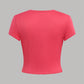 4pcs Teen Girls' Tight-Fitting Knit Solid Color Short Sleeve Casual T-Shirt Set