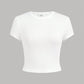 4pcs Teen Girls' Tight-Fitting Knit Solid Color Short Sleeve Casual T-Shirt Set