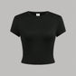 4pcs Teen Girls' Tight-Fitting Knit Solid Color Short Sleeve Casual T-Shirt Set