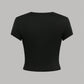 4pcs Teen Girls' Tight-Fitting Knit Solid Color Short Sleeve Casual T-Shirt Set