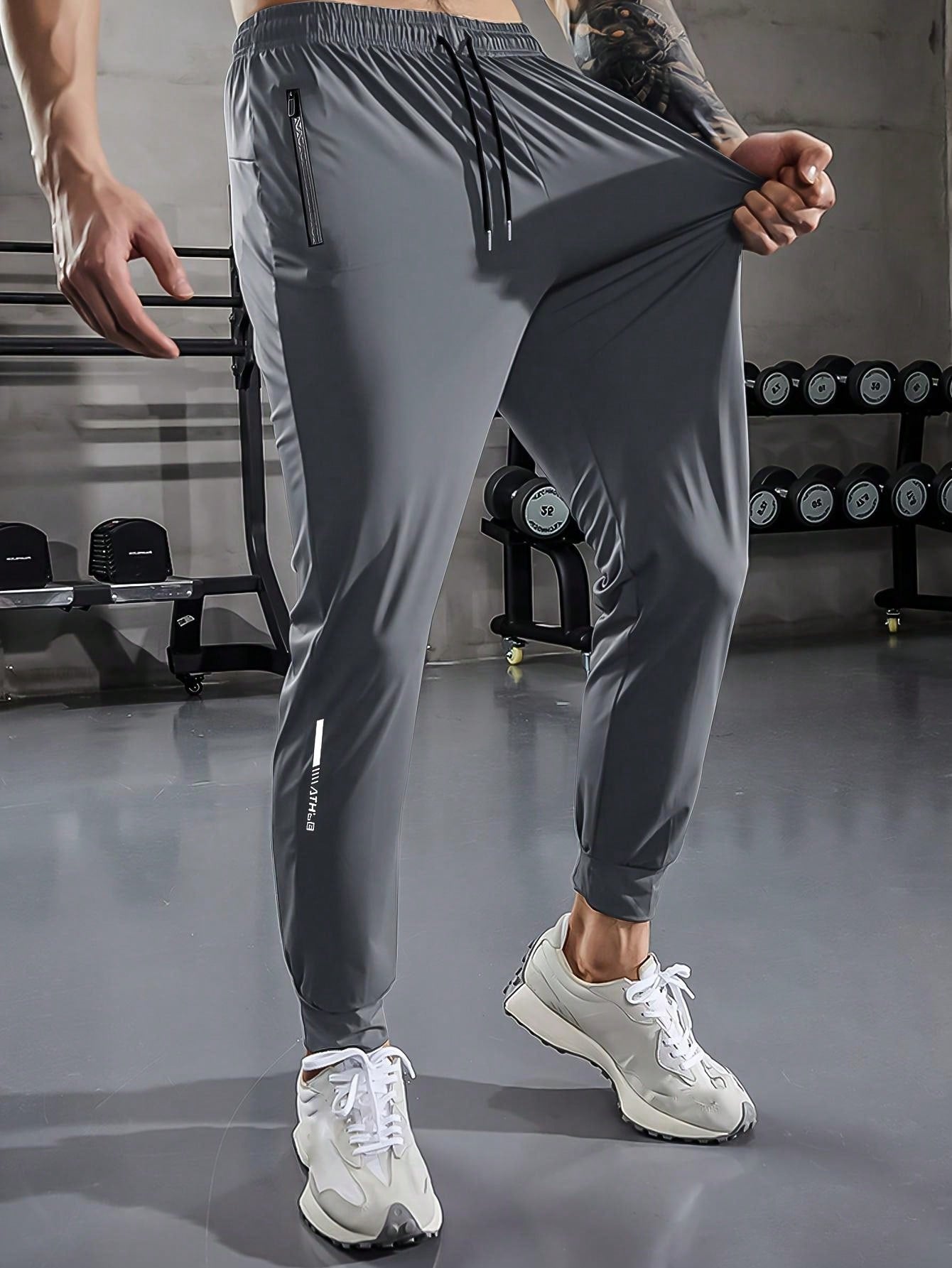 Men's Sports Ice Pants Summer Thin Straight Leg-Binding Casual Pants