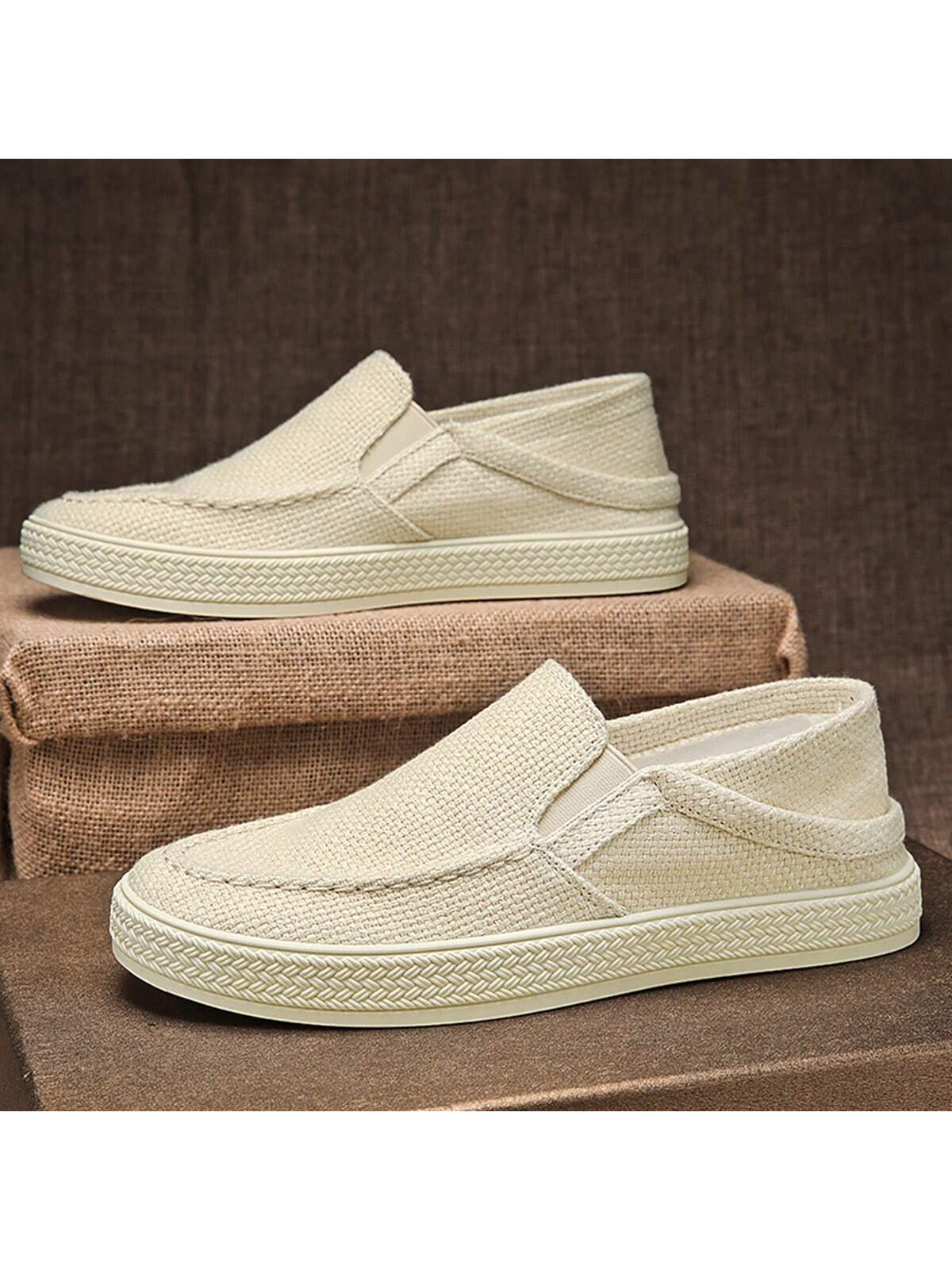 Men's Fashion Casual Sports Sneakers Canvas Bohemian Slip-On Loafers Breathable Shoes For Summer