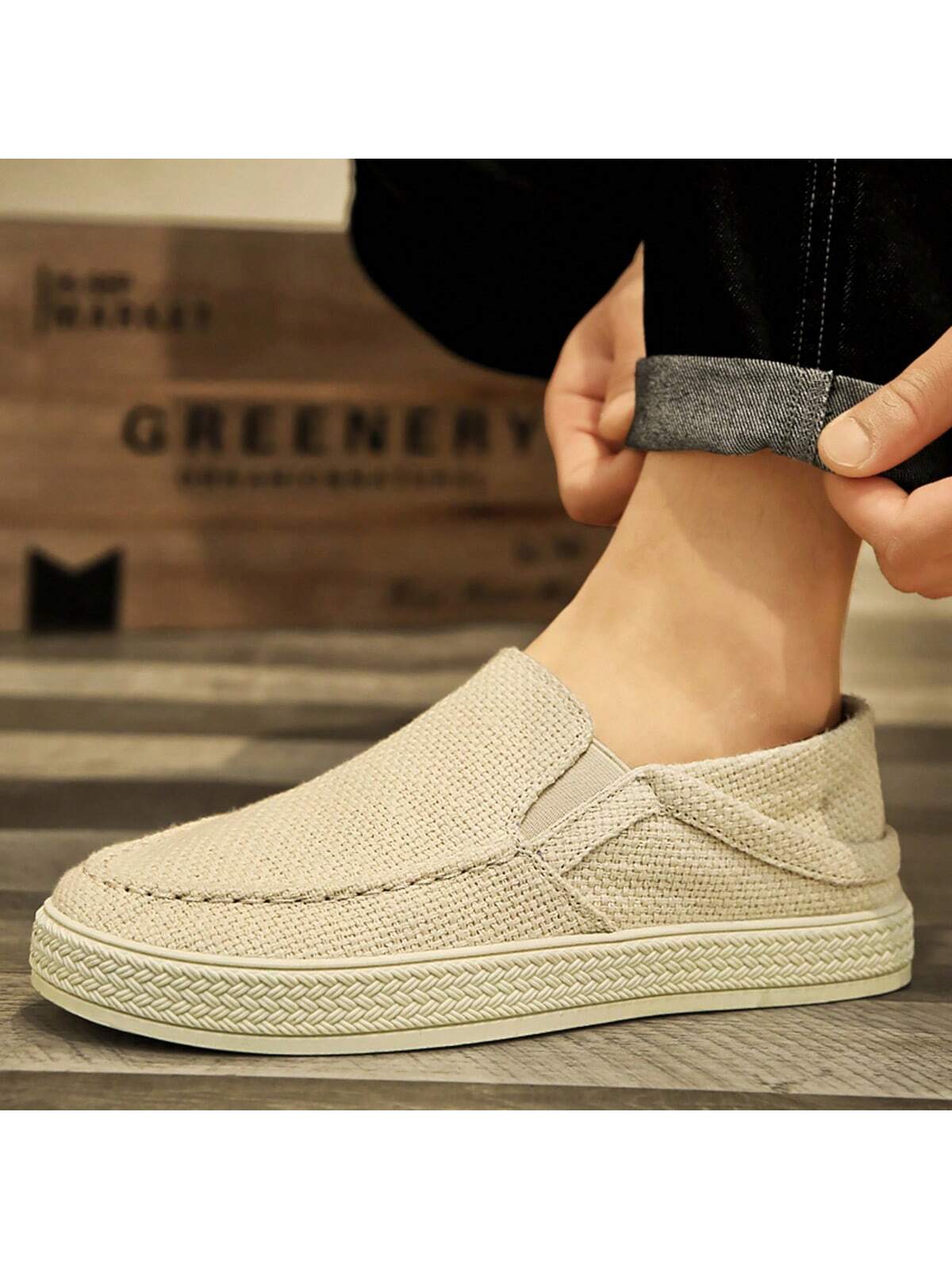 Men's Fashion Casual Sports Sneakers Canvas Bohemian Slip-On Loafers Breathable Shoes For Summer