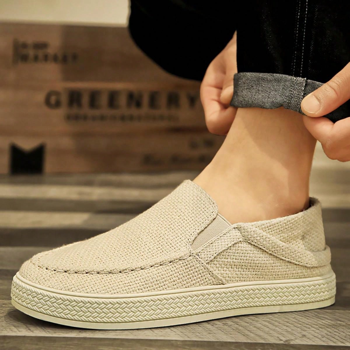 Men's Fashion Casual Sports Sneakers Canvas Bohemian Slip-On Loafers Breathable Shoes For Summer