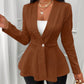 SOLERSUN Solid Color Textured Single Button Jacket