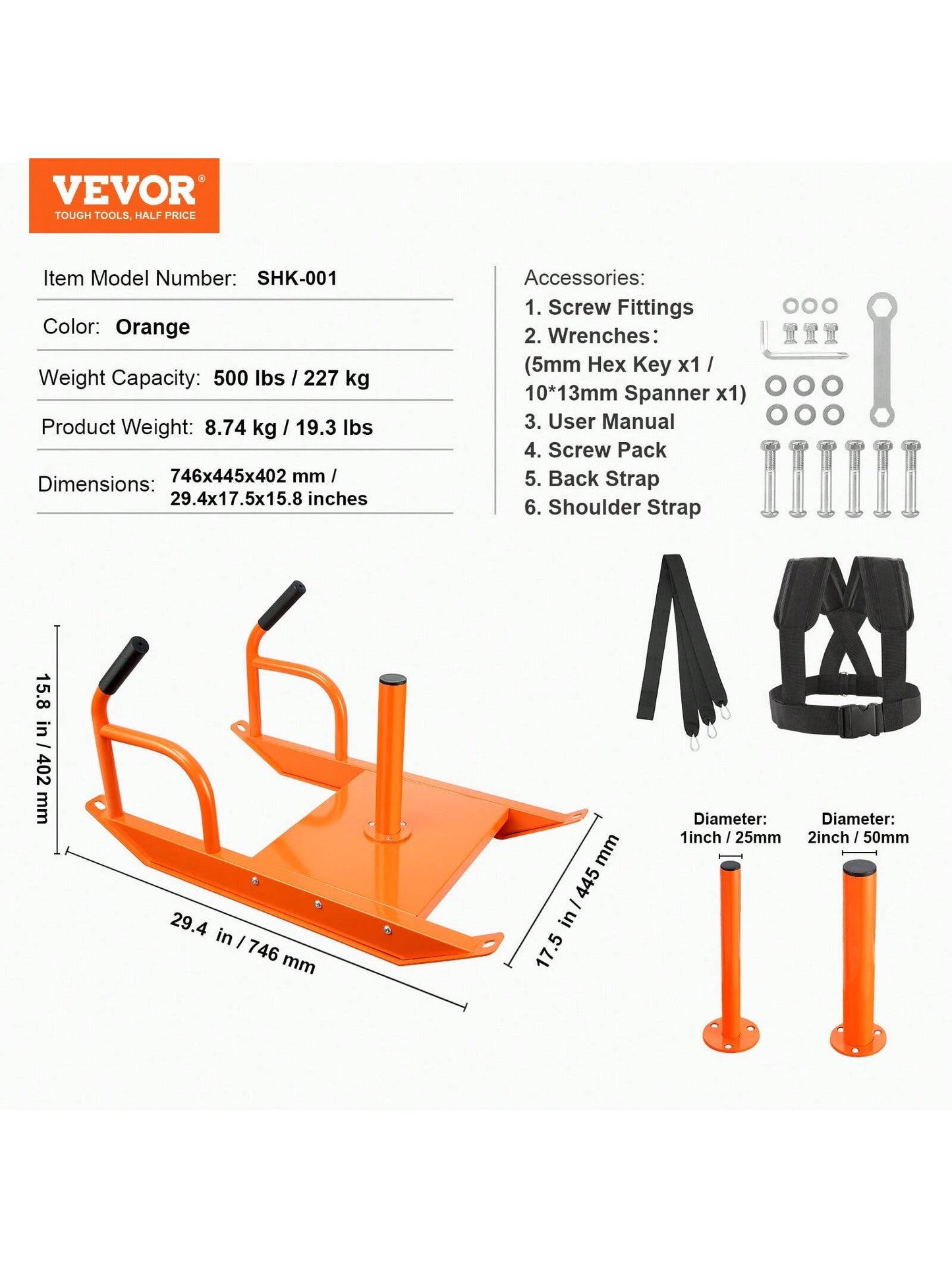 VEVOR VEVOR Weight Training Pull Sled, Fitness Strength Speed Training Sled With Handle, Steel Power Sled Workout Equipment For Athletic Exercise