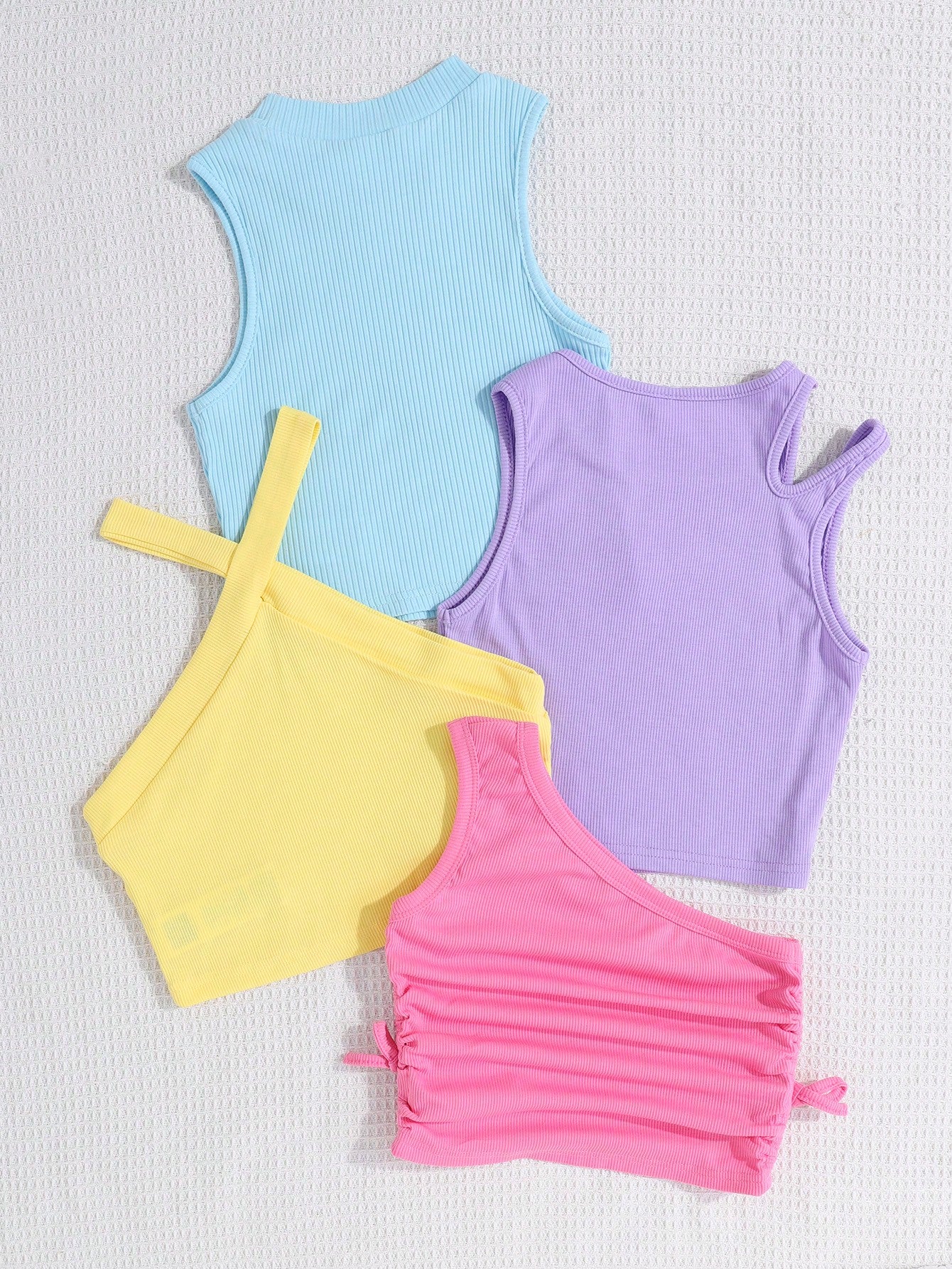 4pcs/Set Knitted  Comfortable Colorful Tank Top For Tween Girls