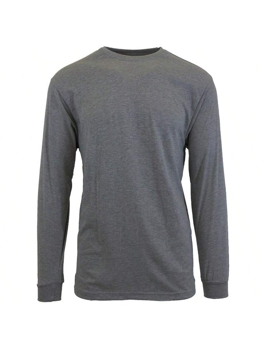 3-Pack Men's Long Sleeve Crew Neck Solid Stretch Shirt