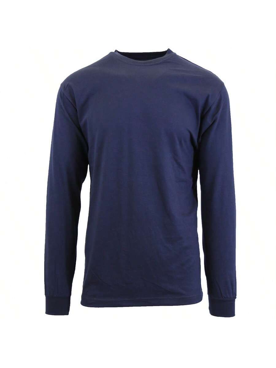 3-Pack Men's Long Sleeve Crew Neck Solid Stretch Shirt