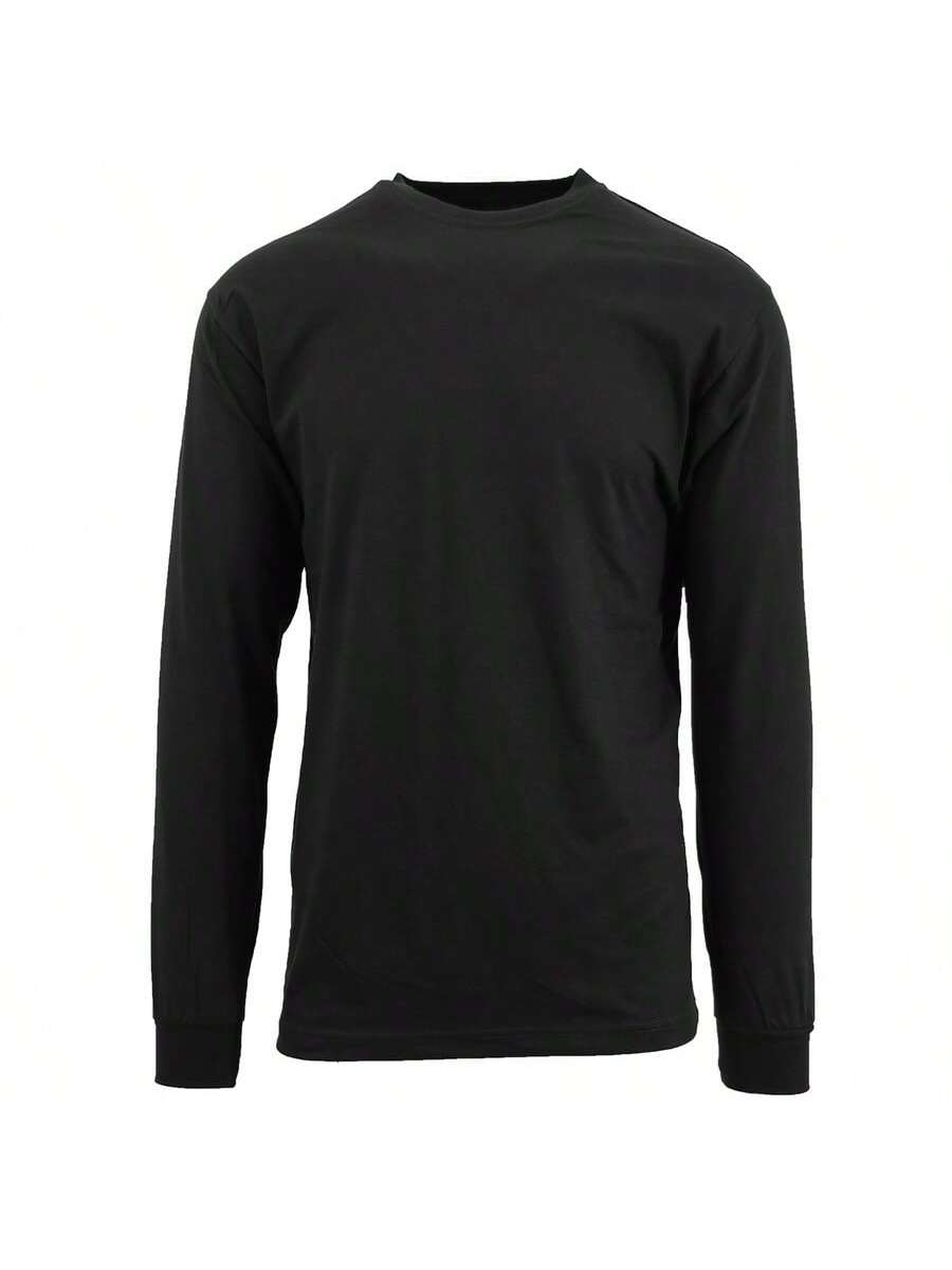 3-Pack Men's Long Sleeve Crew Neck Solid Stretch Shirt