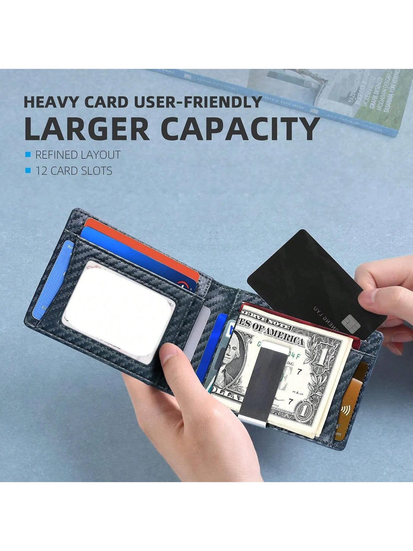 Slim Wallet For Men Card Slots ID Window With Money Clip Minimalist RFID Front Pocket Bifold Leather Small Thin