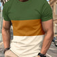 Men's Summer Colorblock T-Shirt, Breathable And Comfortable Casual Sports Fitness Beach Vacation Short Sleeve Tee With Round Neck