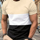 Men's Summer Color-Blocked T-Shirt, Breathable And Comfortable, Casual Sports Fitness Beach Vacation Short Sleeve Top