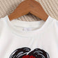 2pcs Tween Girl Summer Outfits, Sunglasses Print Short Sleeve Breathable Round Neck T-Shirt