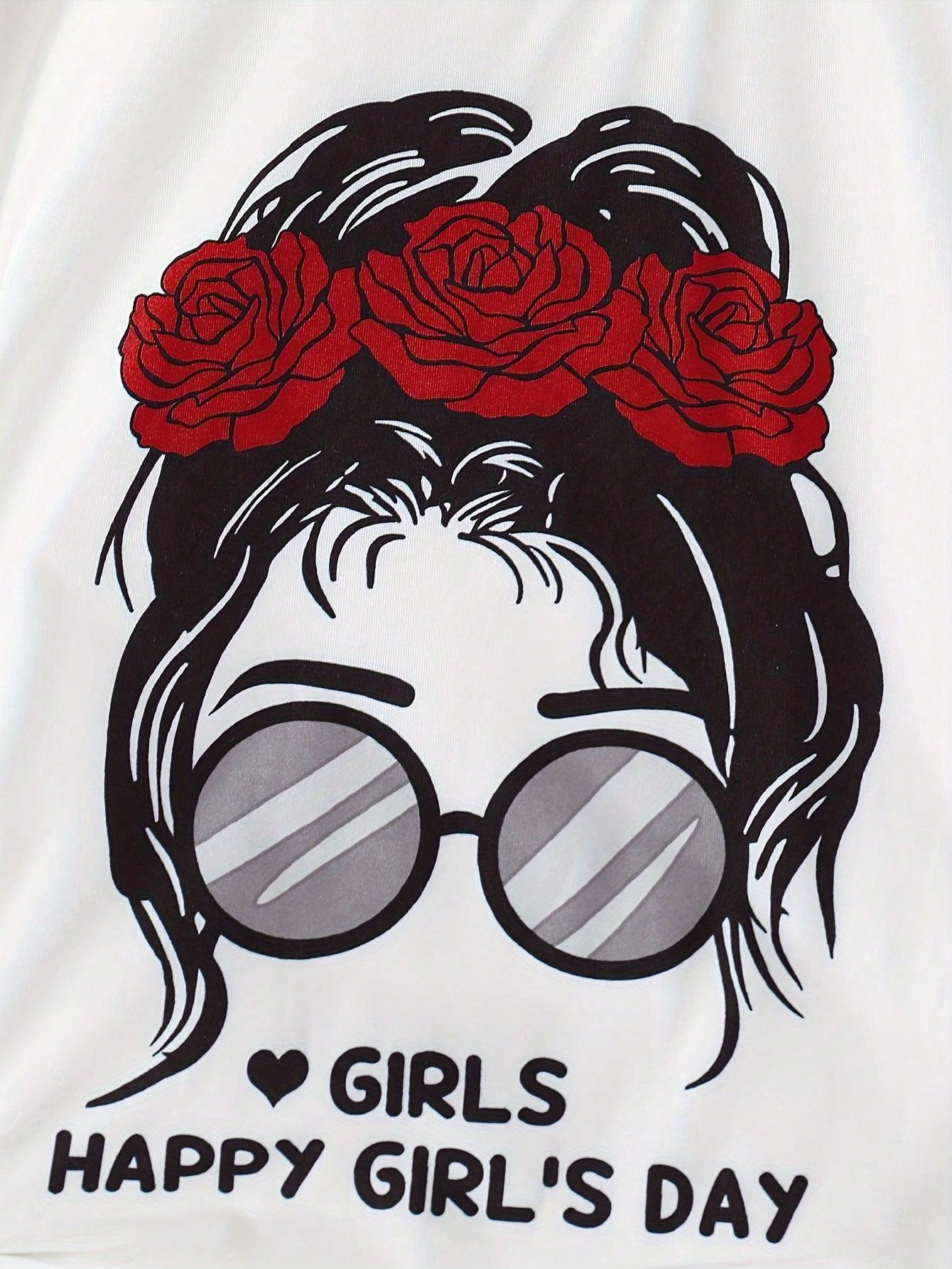 2pcs Tween Girl Summer Outfits, Sunglasses Print Short Sleeve Breathable Round Neck T-Shirt