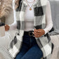 LUNE Buffalo Plaid Print Open Front Teddy Vest Coat