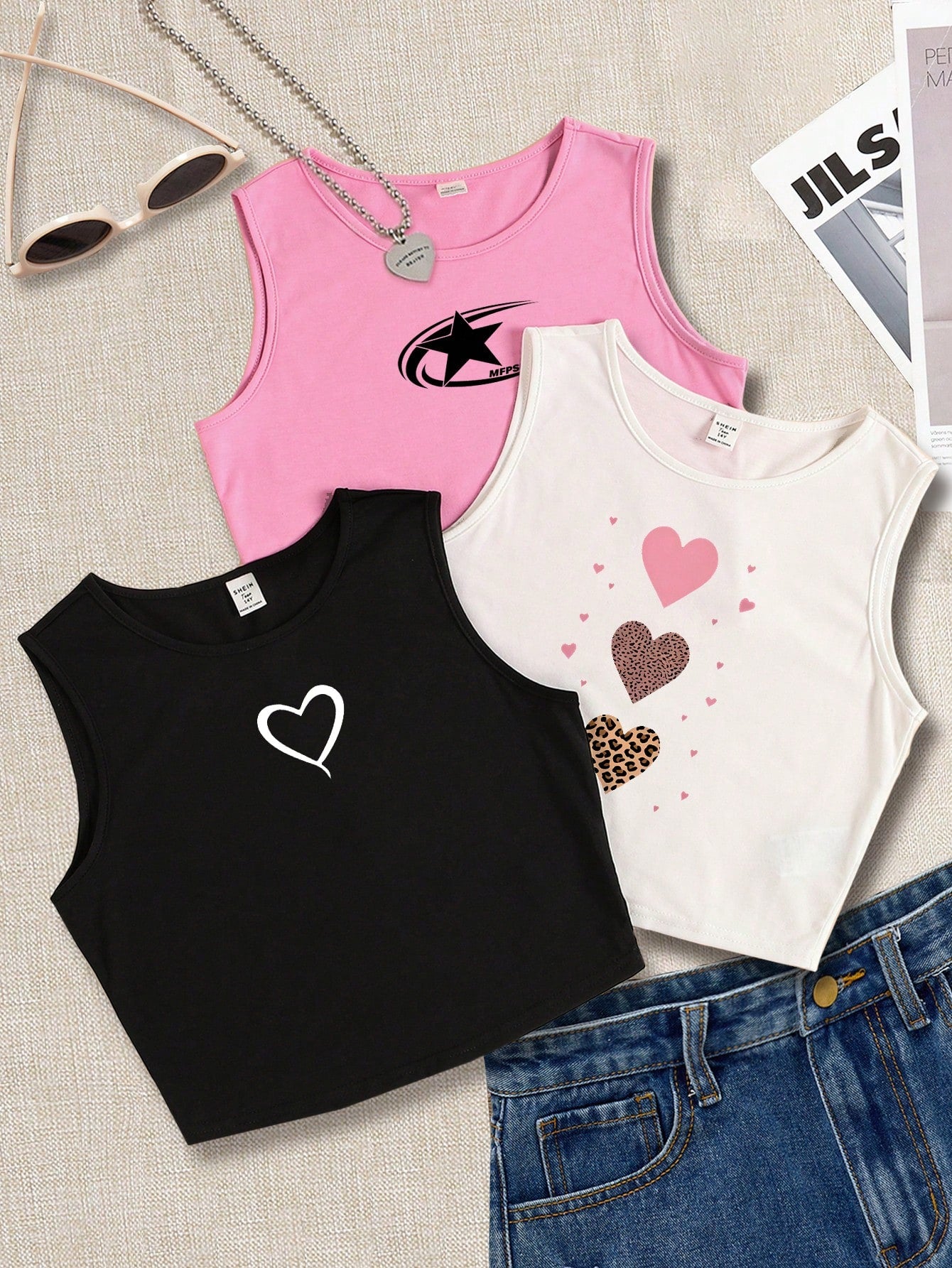 Set Of 3 Teen Girls' Casual Simple Heart