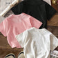 3pcs Young Girl Classic Letter Print Short Sleeve T-Shirt Casual Summer Set