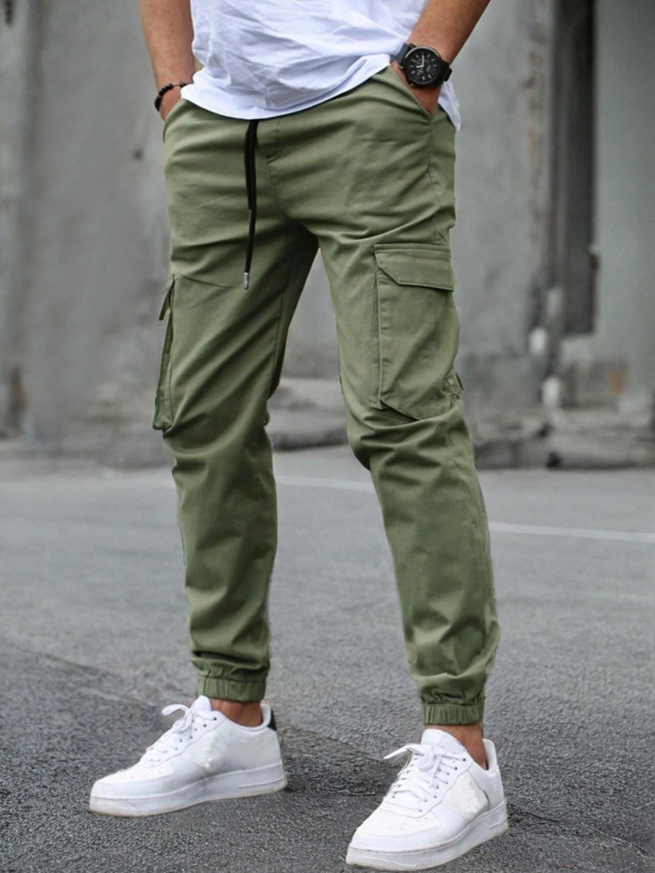 Men's New Multi-Pocket Cargo Pants, Ankle Cuff Casual Outdoor Trousers