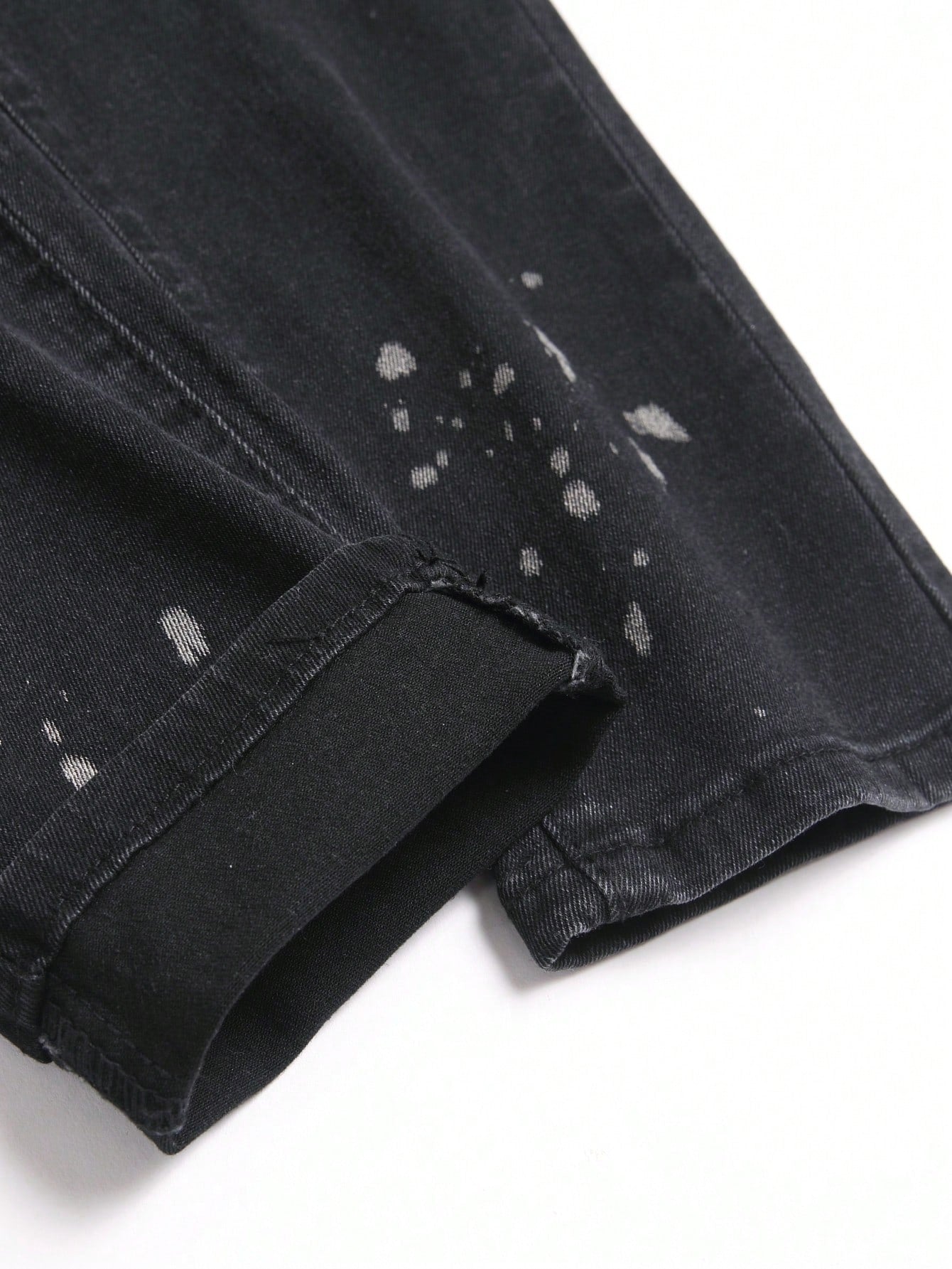 Manfinity LEGND Men Splash Ink Print Ripped Frayed Rag Stitching Jeans