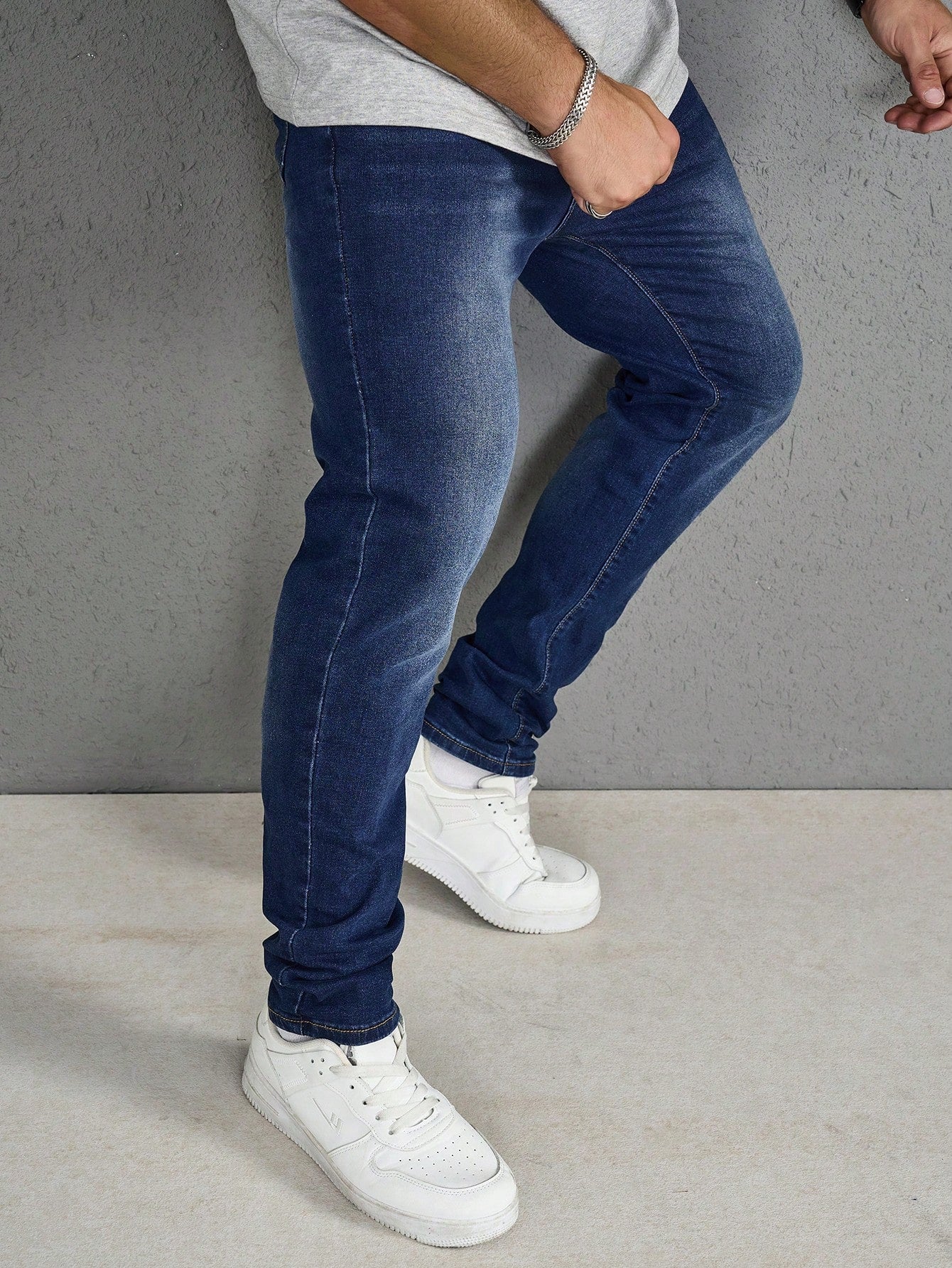 Manfinity Homme Men's Casual Straight-Leg Jeans With Pockets