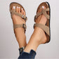 Women's Flat Cork Sandals, Summer Sandals Toe Loop Cross Strap, Retro Style