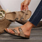 Women's Flat Cork Sandals, Summer Sandals Toe Loop Cross Strap, Retro Style