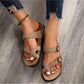 Women's Flat Cork Sandals, Summer Sandals Toe Loop Cross Strap, Retro Style