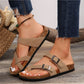 Women's Flat Cork Sandals, Summer Sandals Toe Loop Cross Strap, Retro Style