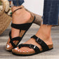 Women's Flat Cork Sandals, Summer Sandals Toe Loop Cross Strap, Retro Style