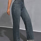 Women's Loose Fit Casual Denim Wide Leg Pants With Pockets