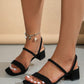 Elegant Black High-Heeled Sandals With Thin Straps And Faux Suede Finish, Open-Toe And Ankle Straps For Short And Wide Feet