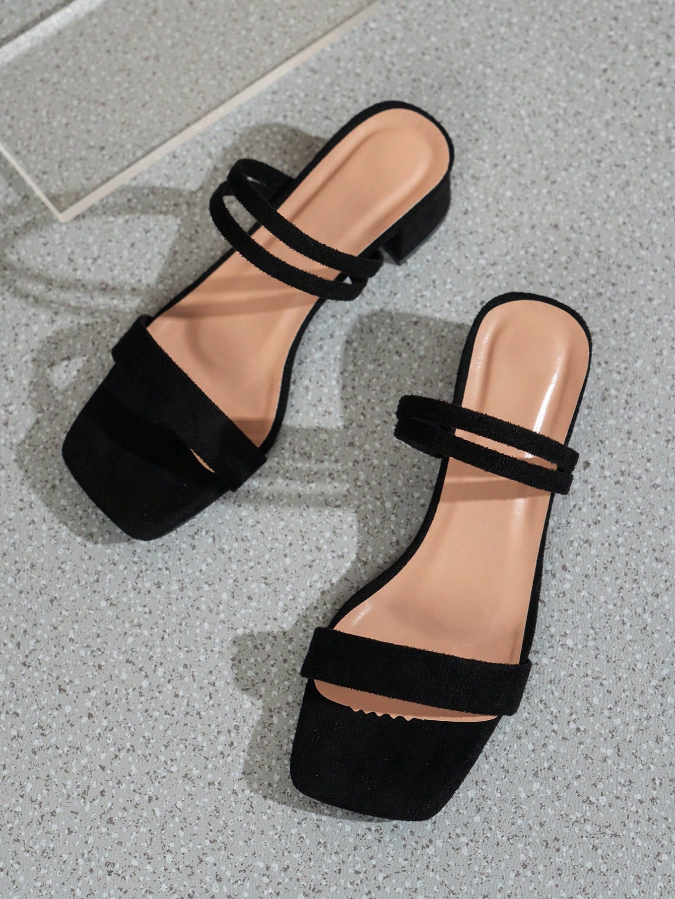 Elegant Black High-Heeled Sandals With Thin Straps And Faux Suede Finish, Open-Toe And Ankle Straps For Short And Wide Feet