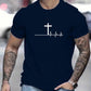 Manfinity Homme Men's Summer Cross Printed Round Neck Short Sleeve Casual T-Shirt