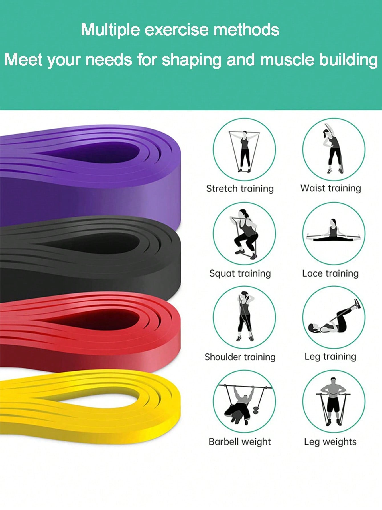 1pc/3pcs Portable Fitness Elastic Band For Strength Training, Yoga, Stretching