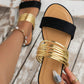 Ladies' Pure-colored Sandals For Party, Gold, Two-tone