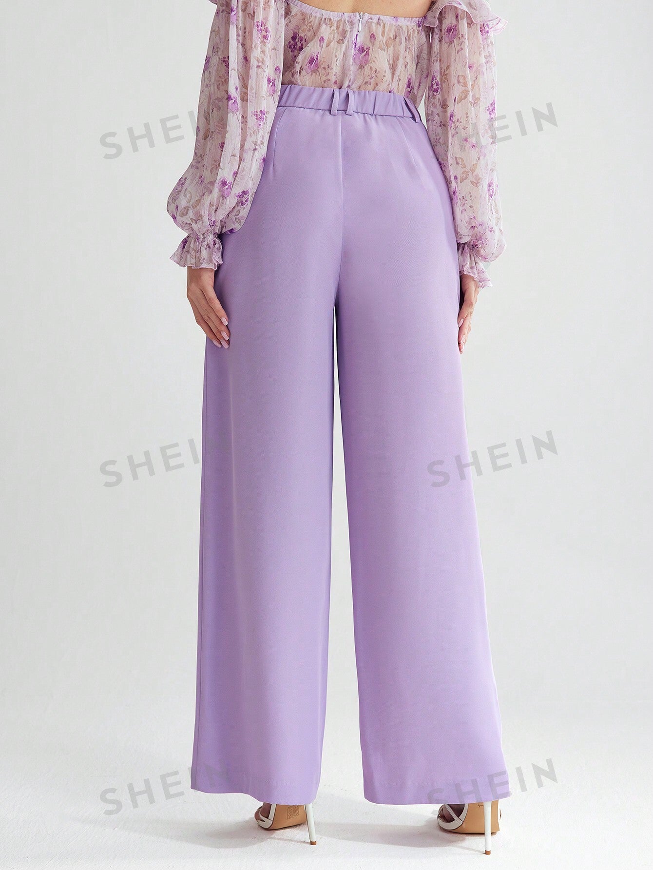 Solid Zipper Fly Wide Leg Pants