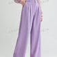 Solid Zipper Fly Wide Leg Pants