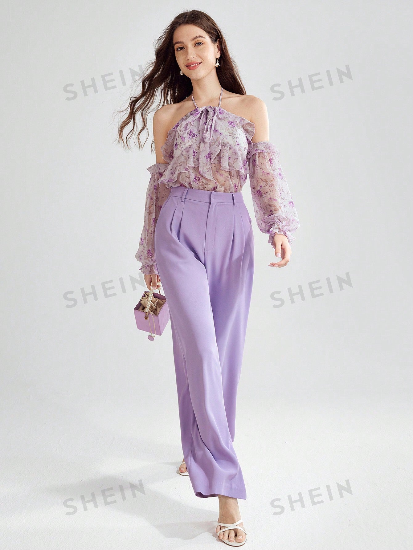 Solid Zipper Fly Wide Leg Pants