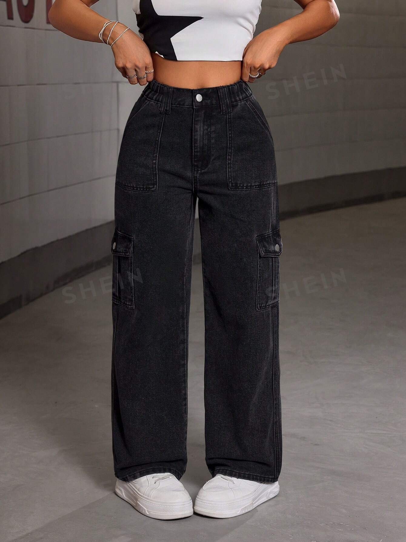 PETITE Flap Pocket Side Cargo Jeans