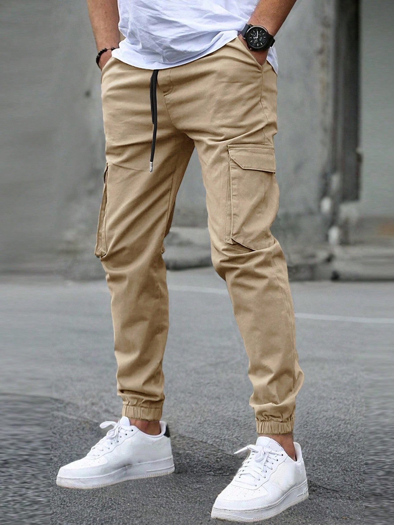 Men's New Multi-Pocket Cargo Pants, Ankle Cuff Casual Outdoor Trousers