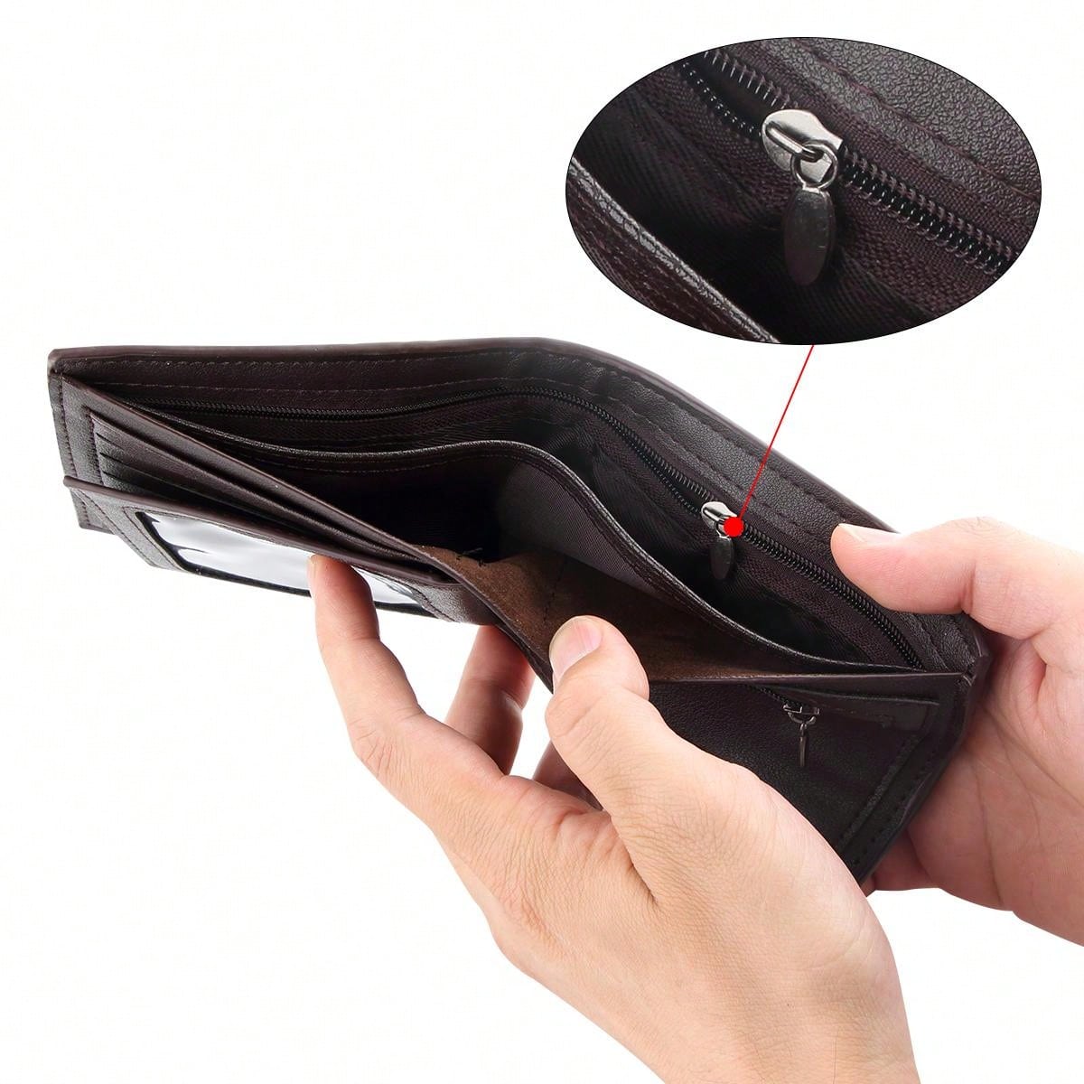 New Fashion Men's Wallet Large Capacity Coin Wallet Multi-Slot Card Bag With Zipper Coin Bag Money Clip Thanksgiving Birthday Gift