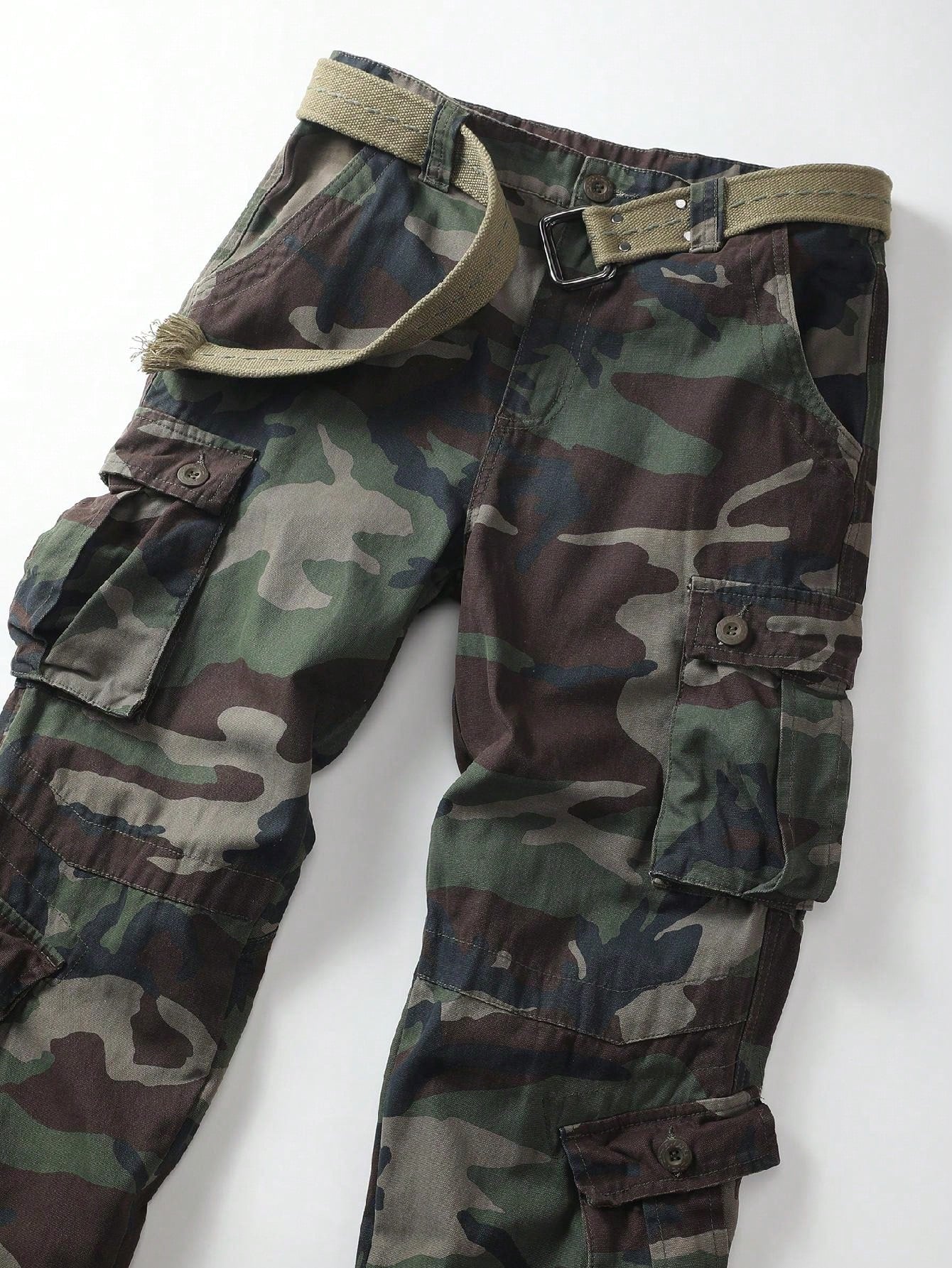 AKARMY Men's Casual Cargo Pants Military Army Camo Pants Combat Work Pants With 8 Pockets(No Belt)