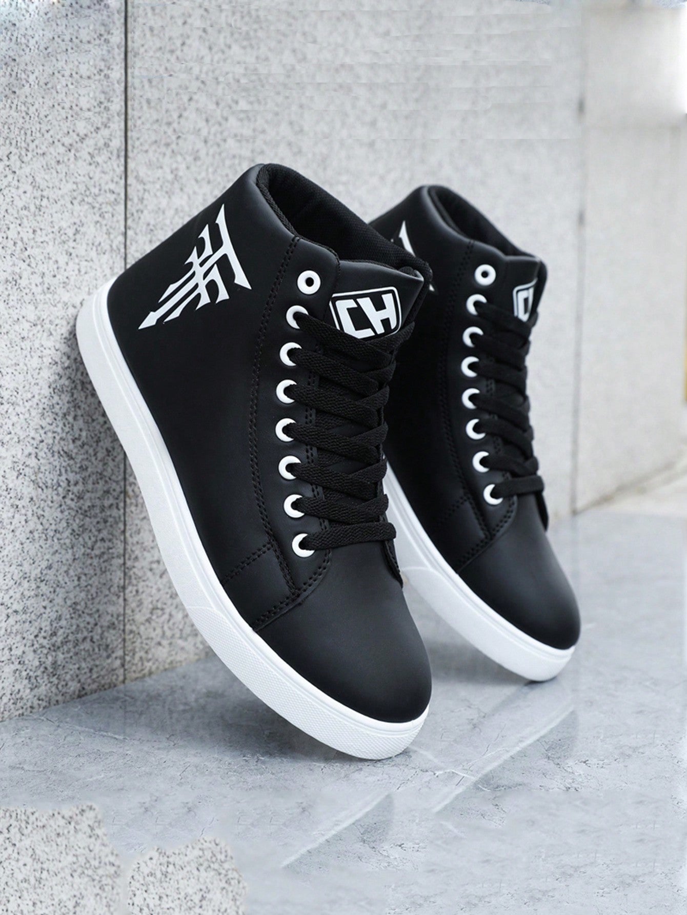 Men's High-Top Lace-Up Skate Shoes, Breathable Fashionable And Comfortable Footwear