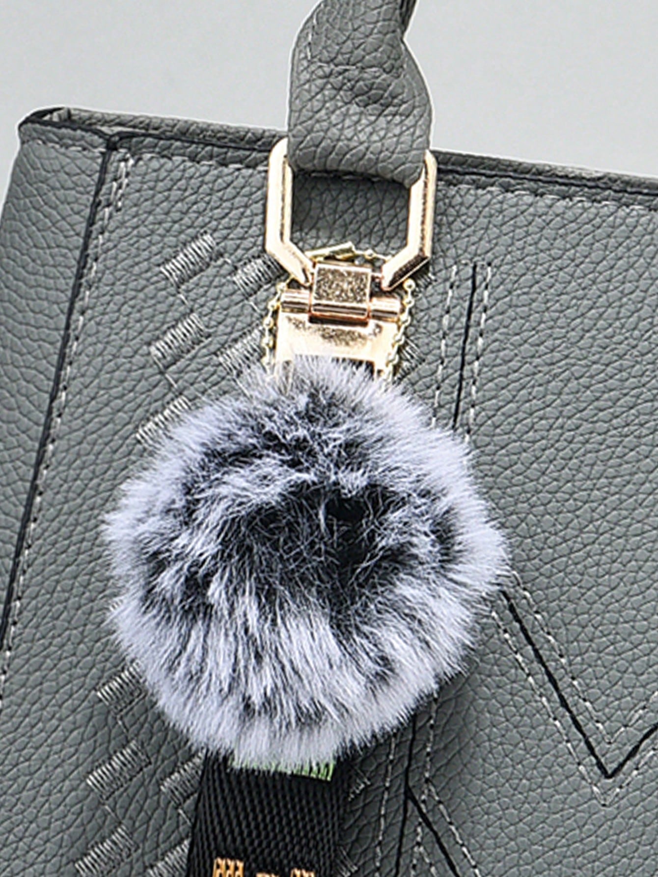 New Shoulder Handbag With Fur Ball Pendant, Casual Style, Mother's Day Gift For Mom, Must-Have For Mom, Perfect For Office, College, Work, Business, Commuting, Outdoor, Travel, Outing