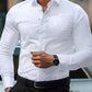 Manfinity Mode Men Solid Button Up Long Sleeve Collar Shirt, For Old Money Men, Work, Husband, Daddy